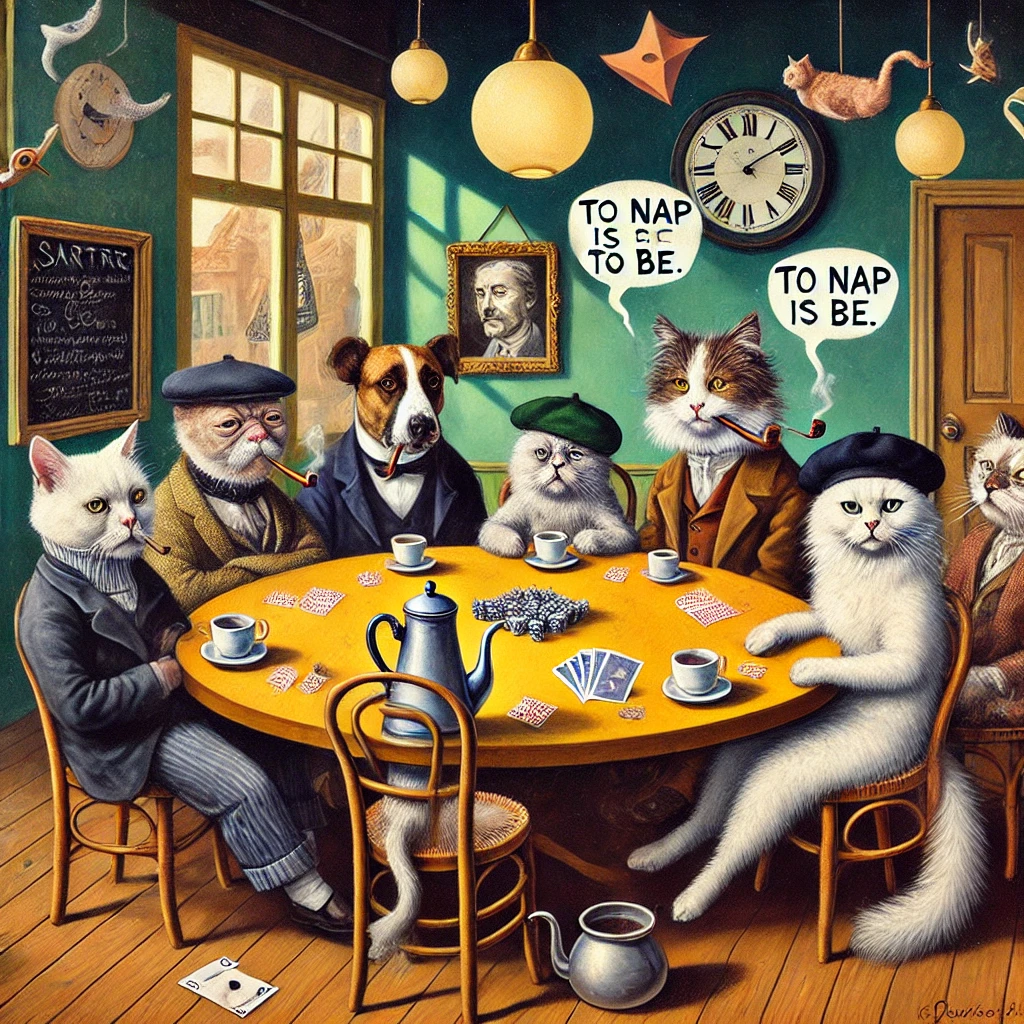 AI Generated Image of Philosopher Cats Smoking Pipes and Playing Poker