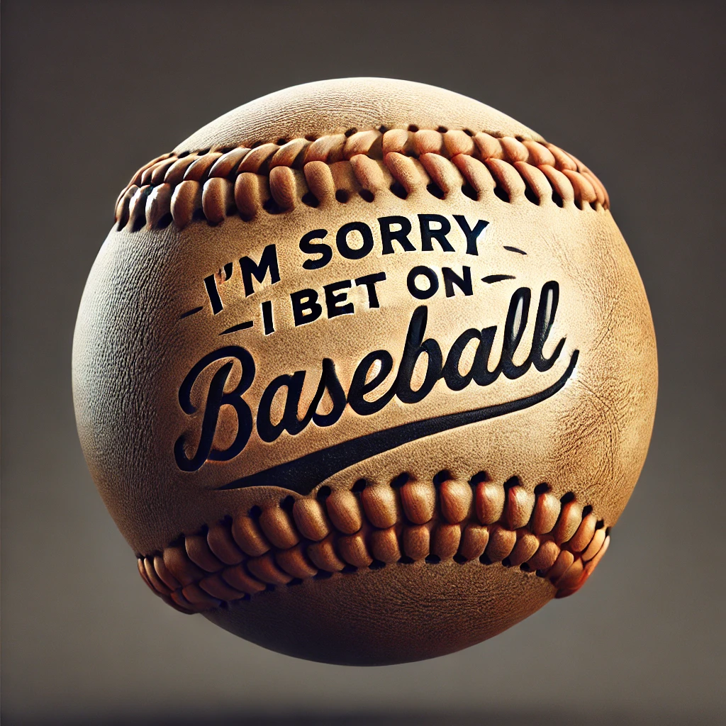 Baseball with inscription, "I'm Sorry I Bet On Baseball"